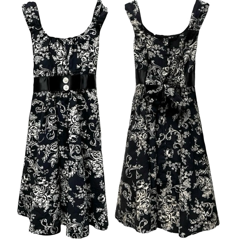 Bonnie Jean Sleeveless Floral Satin Bow Tie Back Dress Little Girls Size 5